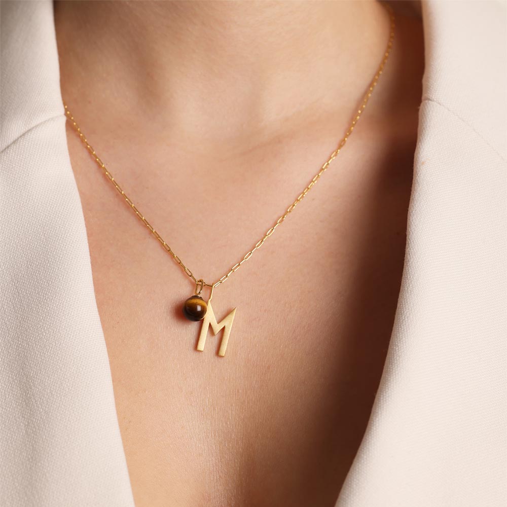 ‘M’ good Initial Necklace 18kt Gold Plated