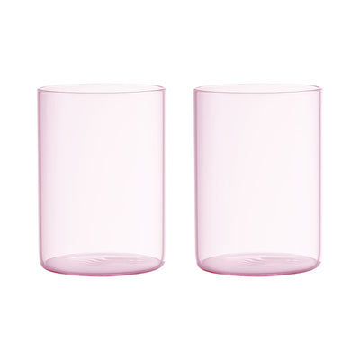 Tube Glass Cafare And Drinking Glass Set Pink