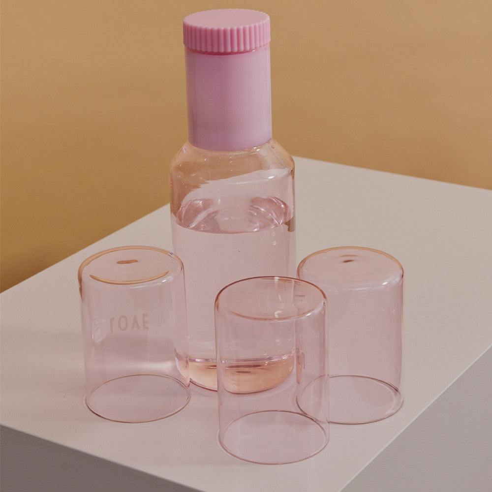 Tube Glass Cafare And Drinking Glass Set Pink