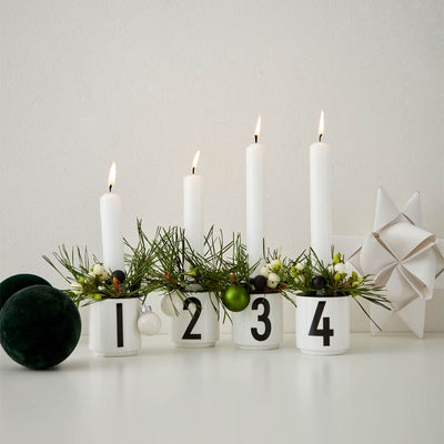 Advent Set White Mini Cups + Candle Holders