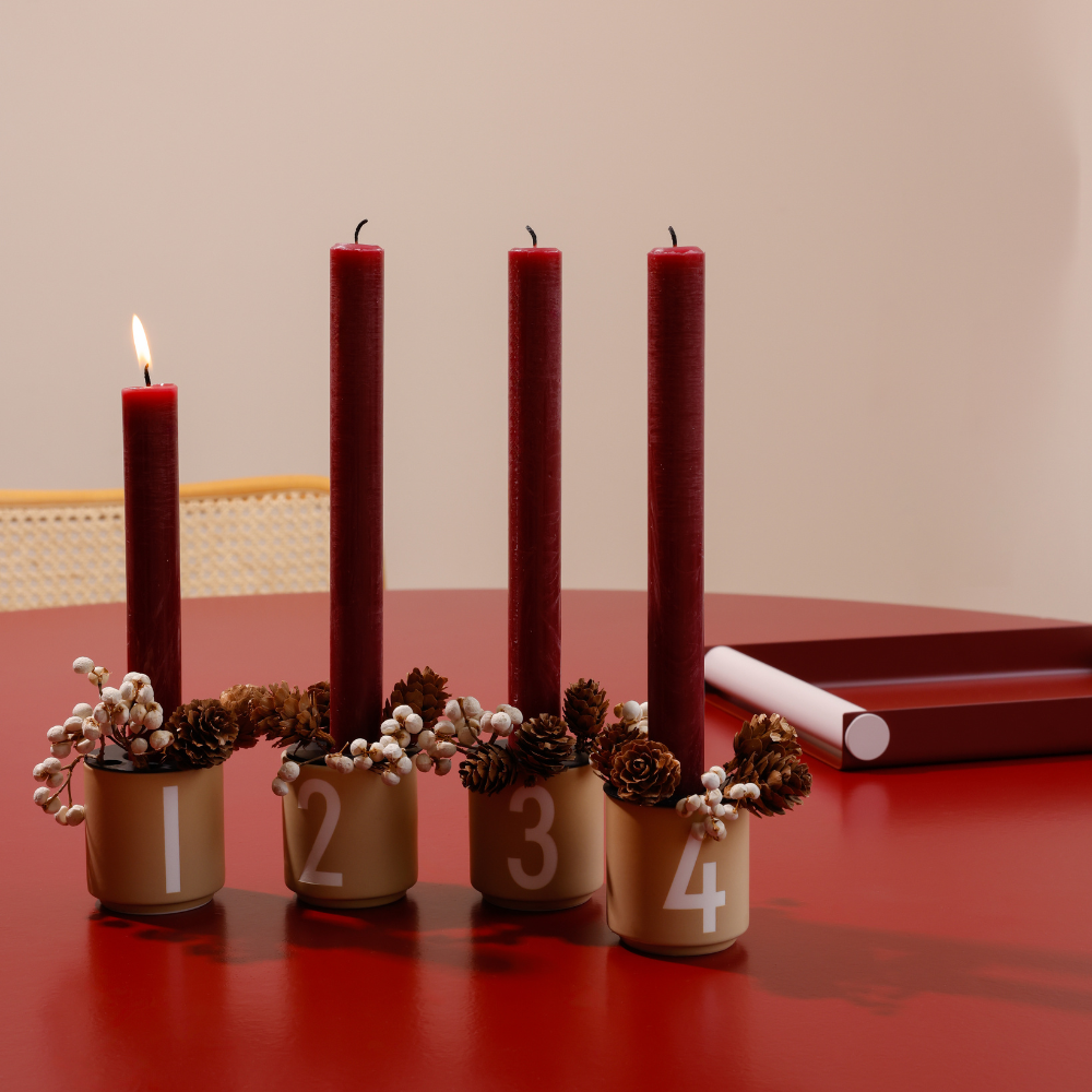 Advent Set Beige Mini Cups + Candle Holders