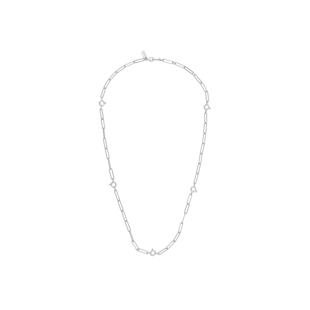 Ruth large chunky charm lock necklace, silver