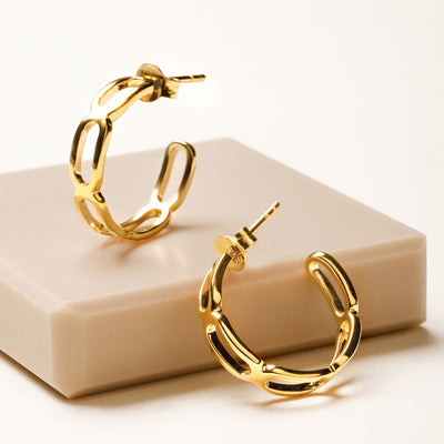 Square link hoop (set of 2 pcs) Goldplated