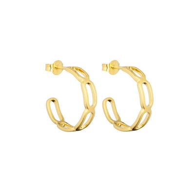 Square link hoop (set of 2 pcs) Goldplated