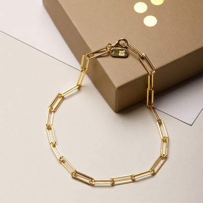 Chunky square link chain large bracelet - Gold plated