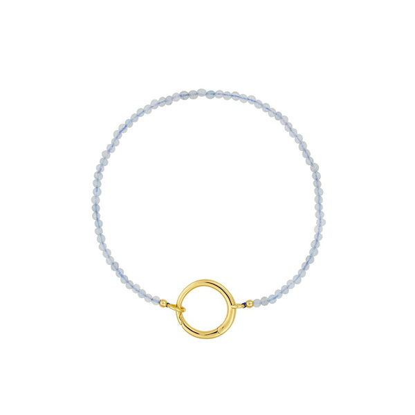 Gemstone Charm Lock Bracelet 2mm