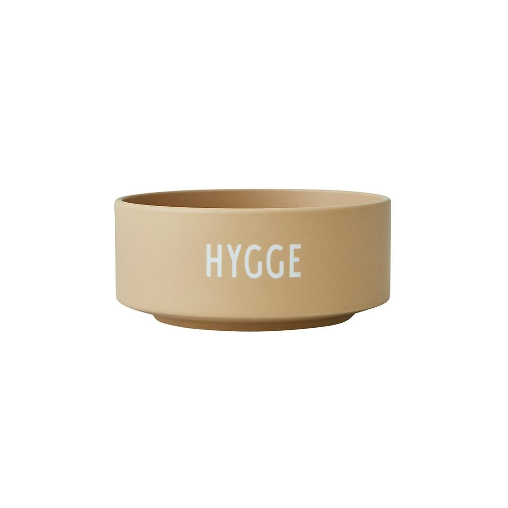 Fine bone china beige snack bowl with engraved letters 6 x 12 cm