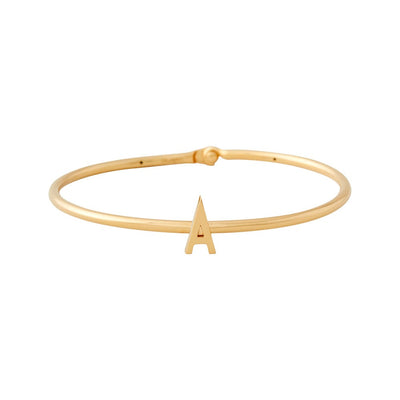 18k gold plated sterling silver bangle with initials, 50 x 58 mm