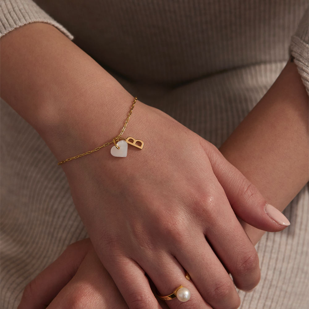 Pearl heart charm - Gold Plated