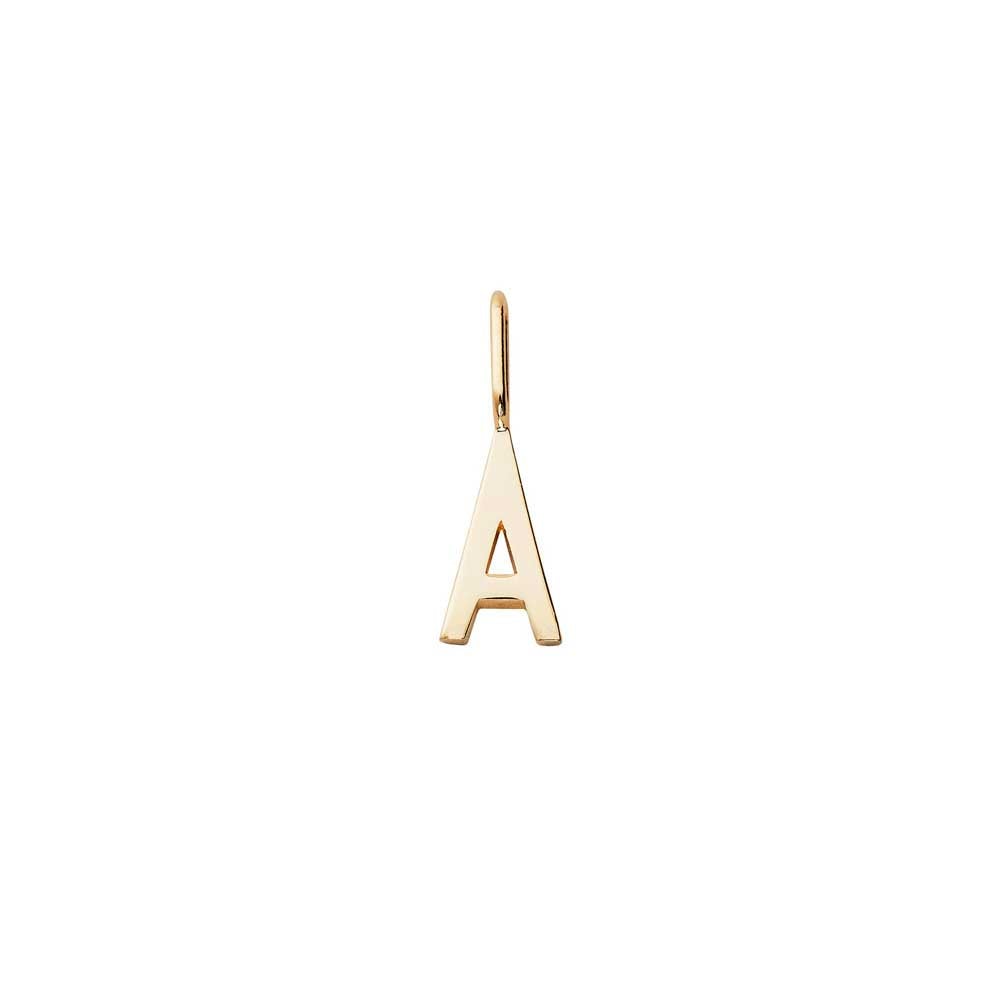 18k gold plated silver initial charm for necklace, 10 mm