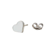 Enamel Heart Stud (White/Silver)