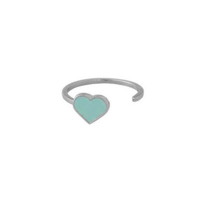Enamel Heart Ring (Silver)