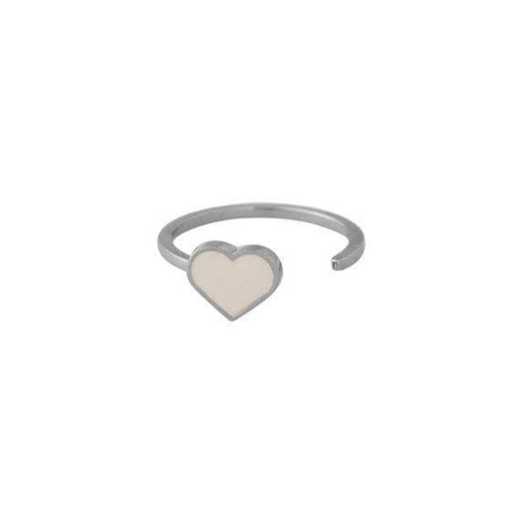 Enamel Heart Ring (Silver)