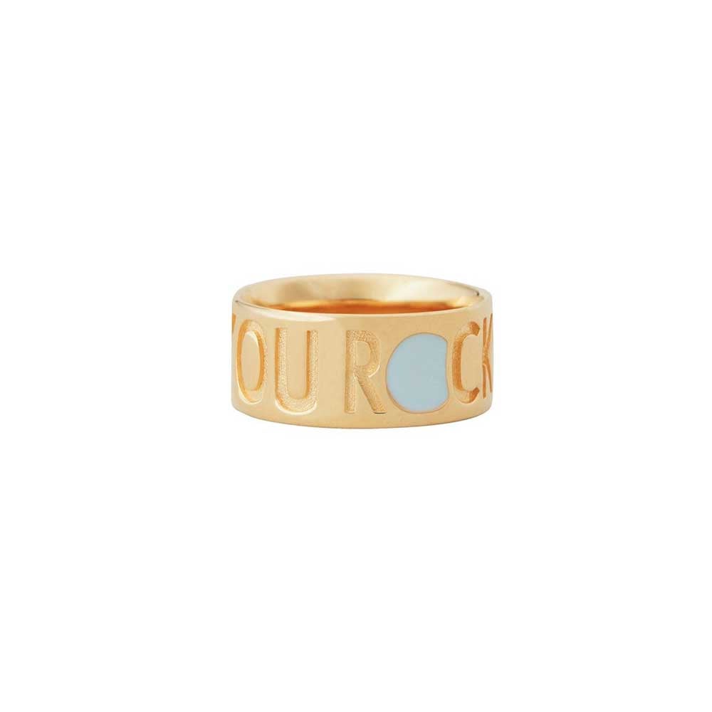 18k gold plated silver and enamel lifestory ring 0,8 x 2 mm