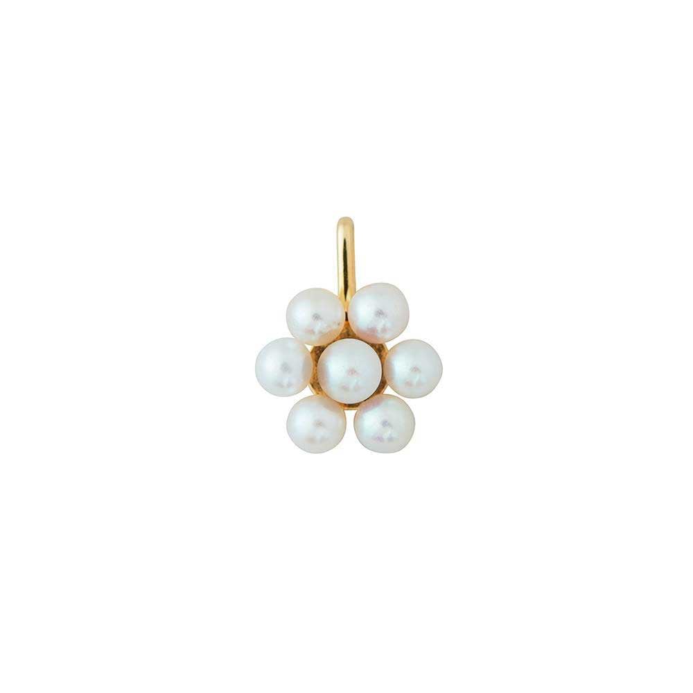 18k gold plated pearl monochrome flower charm, 10 mm