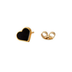 Enamel Heart Stud (Black/18K Gold-plated)