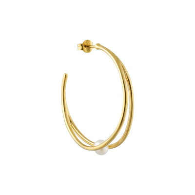 Pearl Drop Double Hoop Gold plated