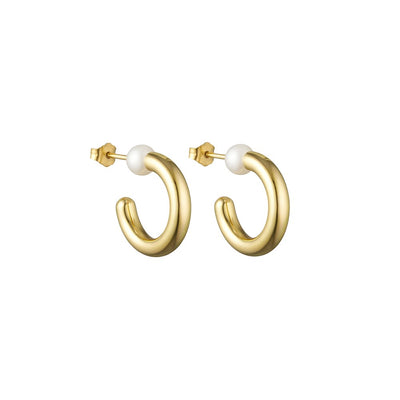 Chunky Pearl Hoops (set of 2 pcs) - Goldplated