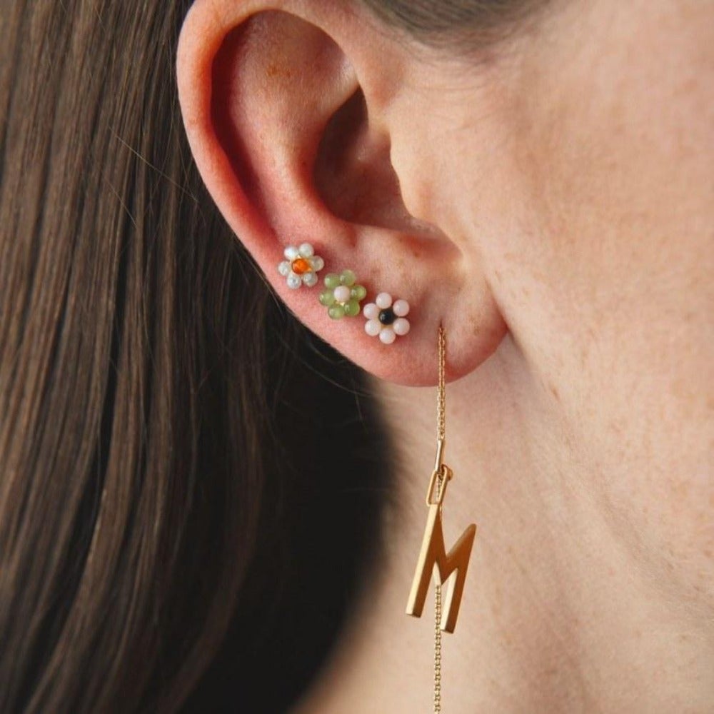 MyFlower Earring Stud Monochrome 10mm (18K gold-plated)