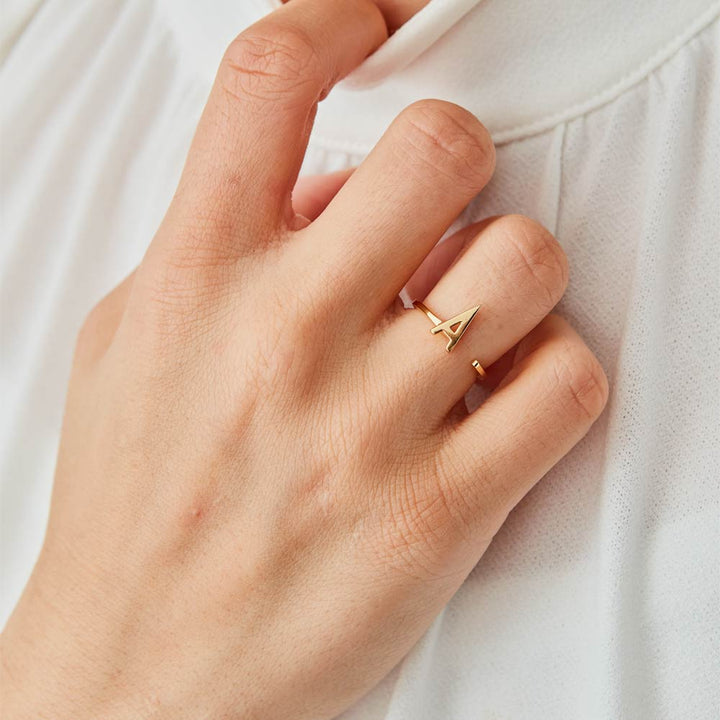 Ring A-Z (18K gold-plated) – Design Letters EUR - Main Image