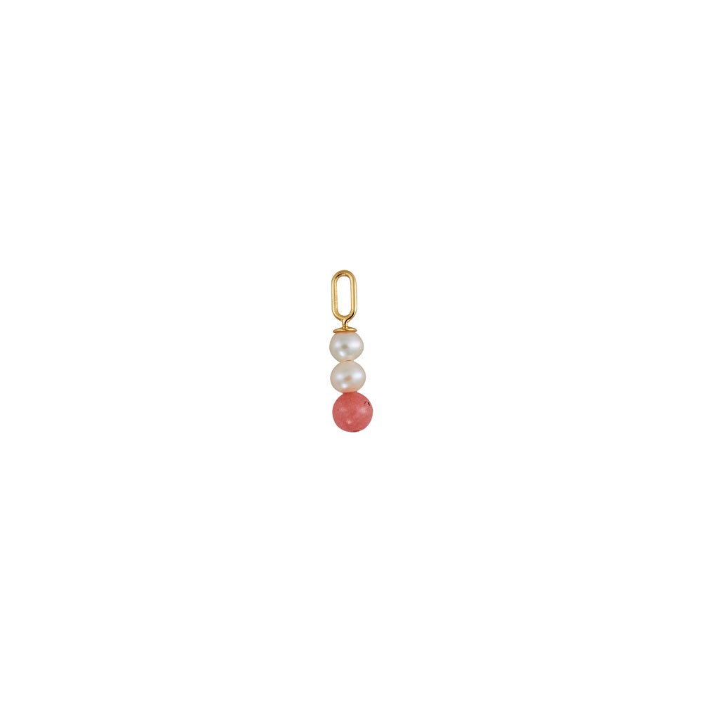 18k gold plated 925 sterling silver pearl stick charm, 4mm
